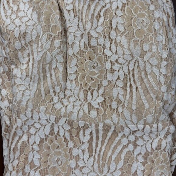 NWT Lulus All That Glimmers Champagne Lace Skater Dress - Picture 6 of 8